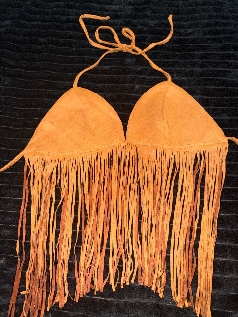 Fringe halter Top - brown